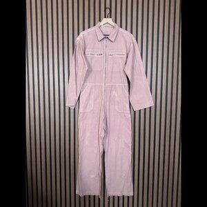 Jens Pirate Booty Overalls Large Womens Pink Boiler suit Dungeree Frayed Stretch